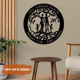 Customized Husband, Wife And Two Children Tree Of Life Metal Art, Mother's Day Gift Laser Cut Metal Signs Custom Gift Ideas