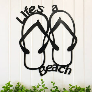 Life's A Beach Decor Wall Art Cut Metal Sign Laser Cut Metal Signs Custom Gift Ideas