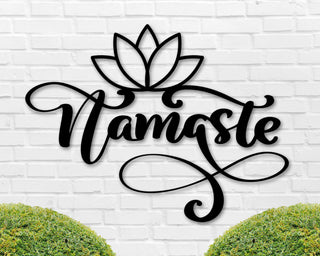 Namaste Sign, Metal Namaste Sign, Yoga Studio Decor, Namaste Wall Art, Namaste Decor, Personalized Yoga Sign, Word Wall Art, Meditation Gift Laser Cut Metal Signs Custom Gift Ideas