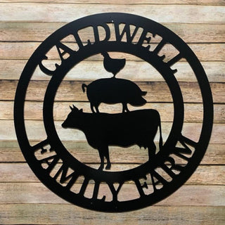 Farmhouse Wall Decor Farm Signs Personalized Custom Family Country Signs For Home Last Name Cow Pig Chicken Silhouette Laser Cut Metal Signs Custom Gift Ideas