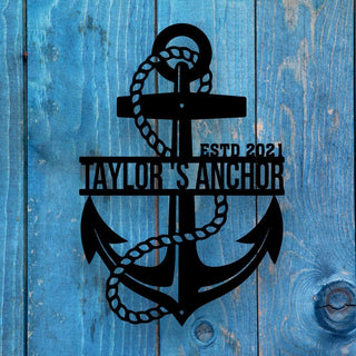 Personalized Anchor Metal Wall, Custom Name With Anchor Metal Sign, Metal Beach House And Ship Wall Decor, Nautical Wall Decor Laser Cut Metal Signs Custom Gift Ideas