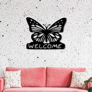 Butterfly Welcome Cut Metal Sign Laser Cut Metal Signs Custom Gift Ideas