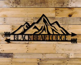 Custom Personalized Double Arrow Mountain Range Adventure Name Sign Rustic Metal Sign Housewarming Gift Metal Wall Art Farmhouse Decor Laser Cut Metal Signs Custom Gift Ideas