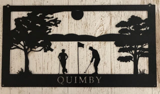 Metal Golfing Sign ,golfing Scene, Palm Trees, Metal Wall Art, Metal House Sign Laser Cut Metal Signs Custom Gift Ideas