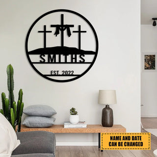 Custom Name Crosses Metal Sign, Jesus Christ Wall Art Laser Cut Metal Signs Custom Gift Ideas