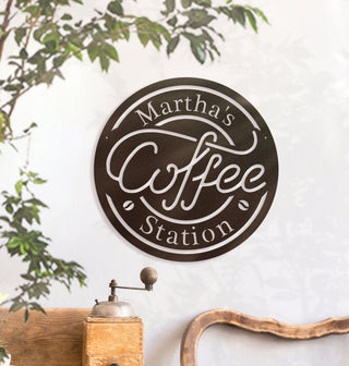 Custom Coffee Station, Your Name Coffee Sign Laser Cut Metal Signs Custom Gift Ideas