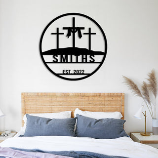 Custom Name Crosses Metal Sign, Jesus Christ Wall Art Laser Cut Metal Signs Custom Gift Ideas