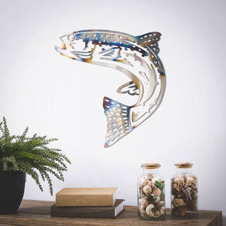 Jumping Trout Metal Wall Art, Cut Metal Sign, Metal Wall Art, Metal House Sign Laser Cut Metal Signs Custom Gift Ideas