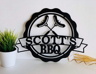 Happy Custom name's BBQ Personalized Cut Metal Sign Laser Cut Metal Signs Custom Gift Ideas