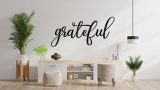 Grateful Script Metal Sign Christmas Gift Metal Wall Art Christmas Decor Wall Hanging Housewarming Gift Personalized Sign Laser Cut Metal Signs Custom Gift Ideas