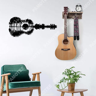 Guitar Sunset Metal Art, Housewarming Steel Gift For Guitar Lovers, Metal Laser Cut Metal Signs Custom Gift Ideas