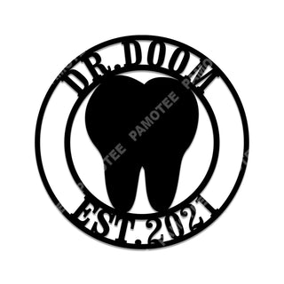 Custom Name And Date Tooth Dental Metal Sign, Gift For Dentist, Metal Laser Cut Metal Signs Custom Gift Ideas