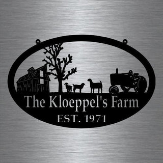 Metal Farm Sign , Goats And Tractor Personalized Family Name Metal Sign Housewarming Gift Wedding Gift Personalized Gift Laser Cut Metal Signs Custom Gift Ideas