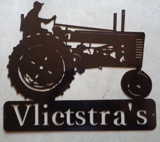 Metal Tractor Sign With Farmer On Antique Tractor, Metal Wall Art, Metal House Sign Laser Cut Metal Signs Custom Gift Ideas