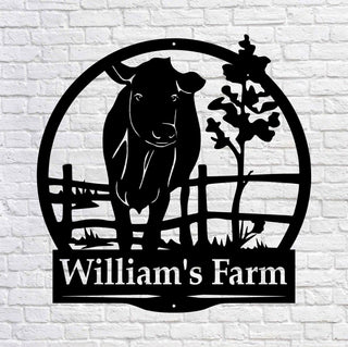 Metal Farm Sign , Personalized Cow Metal Sign Personalized Family Name Metal Sign Housewarming Gift Wedding Gift Metal Wall Art Laser Cut Metal Signs Custom Gift Ideas