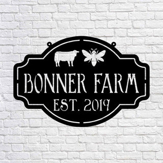 Metal Farm Sign , Bee And Cow Personalized Family Name Metal Sign Housewarming Gift Wedding Gift Personalized Gift, Laser Cut Metal Signs Custom Gift Ideas