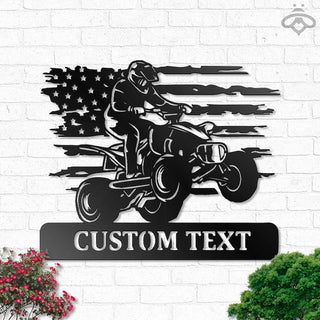 Custom Us Quad Dirt Bike Metal Wall Art, Personalized Us Atv Name Sign Decoration For Living Room, Biker Outdoor Home Decor Laser Cut Metal Signs Custom Gift Ideas