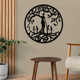 Mother And Four Children Tree Of Life Metal Art, Housewarming Plaque Laser Cut Metal Signs Custom Gift Ideas