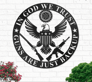 Eagle In God We Trust American Flag Metal House Sign