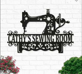 Custom Sewing Room Monogram Personalized Metal House Sign