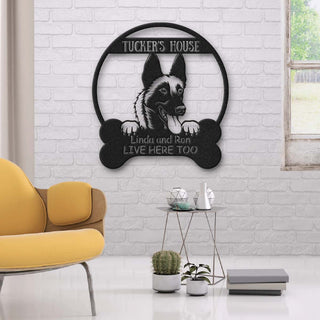 Malinois's House Dog Lovers Personalized Metal Sign Laser Cut Metal Signs Custom Gift Ideas