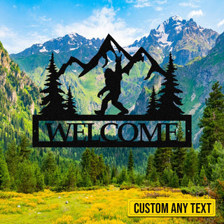 Custom Any Text Bigfoot Say Hi Metal Art, Cabin Decor, Camping Gift Laser Cut Metal Signs Custom Gift Ideas