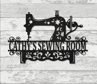 Custom Sewing Room Monogram Personalized Metal House Sign