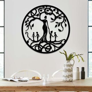 Mother And Four Children Tree Of Life Metal Art, Housewarming Plaque Laser Cut Metal Signs Custom Gift Ideas