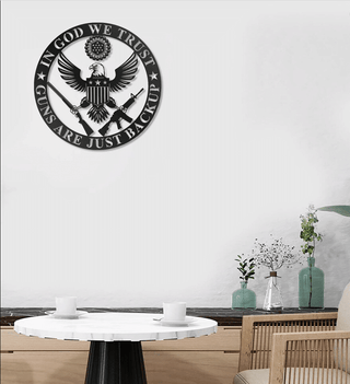 Eagle In God We Trust American Flag Metal House Sign