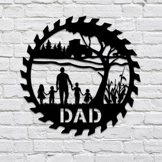 Customized Text Father And Children Farm Metal Sign, Tractor Sign Laser Cut Metal Signs Custom Gift Ideas