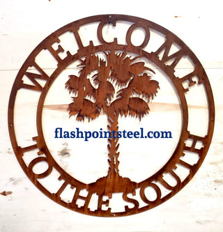 Palm Tree Sign, Tropical, Entrance Sign, Wall Decor, Plasma Cut Steel Sign ,custom Monogram, Welcome Sign, Personalized Sign, Home Decor Laser Cut Metal Signs Custom Gift Ideas