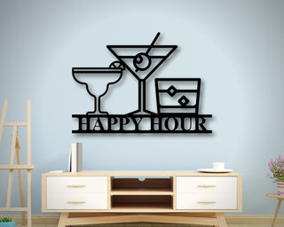 Personalized Bar Theme Sign, Custom Happy Hour Sign, Whiskey Sign, Metal Family Name Sign With Margarita, Margarita Lover Gift Laser Cut Metal Signs Custom Gift Ideas