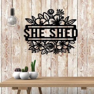 Custom Floral She Shed Metal Art, Gardening Decoration Laser Cut Metal Signs Custom Gift Ideas