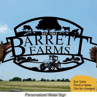 Farm Life Customized Name Metal Sign Gift for Farmer Laser Cut Metal Signs Custom Gift Ideas