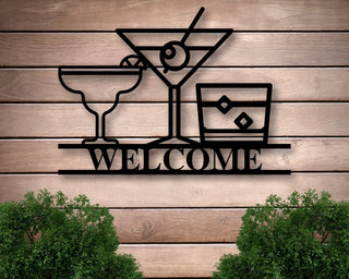 Personalized Bar Theme Sign, Custom Happy Hour Sign, Whiskey Sign, Metal Family Name Sign With Margarita, Margarita Lover Gift Laser Cut Metal Signs Custom Gift Ideas