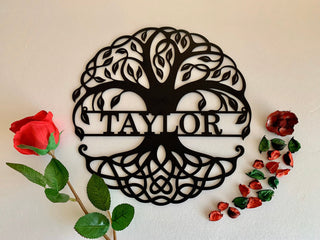 Custom Family Last Name Metal Sign Personalized Tree Of Life Sign Housewarming Gift Wedding Gift Metal Wall Art Front Door Wreath Wall Decor Laser Cut Metal Signs Custom Gift Ideas