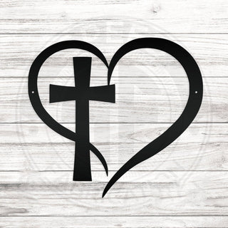 Heart Cross God Wall Art Cut Metal Sign Laser Cut Metal Signs Custom Gift Ideas