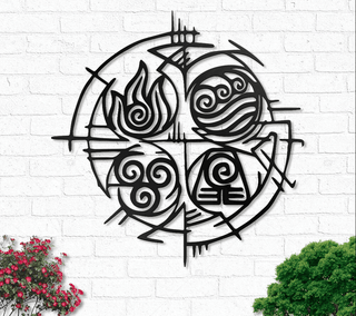 Four Elements Earth Water Air Fire Metal House Sign