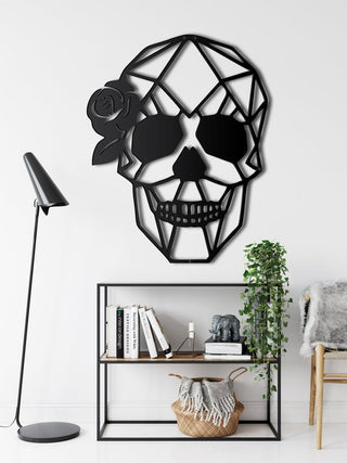 Geometric Skull Rose Decor Wall Art Cut Metal Sign Laser Cut Metal Signs Custom Gift Ideas