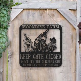 Don't Let The Chicken Out Personalized Metal Sign Laser Cut Metal Signs Custom Gift Ideas