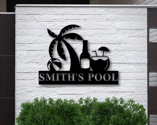 Personalized Beach Theme Sign,custom Beach Theme Sign,pool Drink Sign,metal Family Name Sign For Beach,pool House Decor, Beach Art Laser Cut Metal Signs Custom Gift Ideas