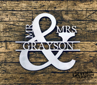 Custom Personalized Mr. & Mrs. Family Name Sign Wedding, Anniversary, Christmas, Housewarming Gift Rustic Monogram Farmhouse Decor Laser Cut Metal Signs Custom Gift Ideas