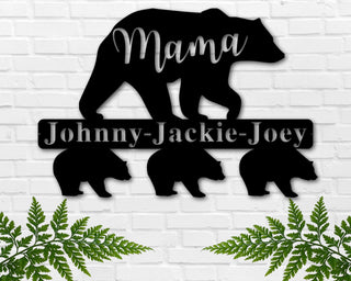 Mama Bear Metal Sign, Personalized Mother's Day Gift, Bear Cubs Sign, Custom Mother's Day Sign, Gift For Mom, Gift From Kids, Kitchen Decor Laser Cut Metal Signs Custom Gift Ideas