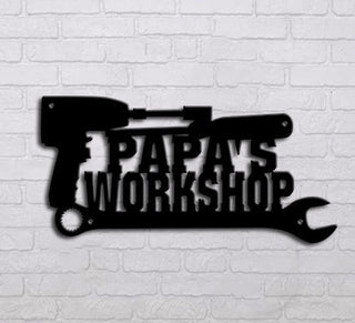 Family Papa's Workshop Tool Box Personalized Metal Wall Art Laser Cut Metal Signs Custom Gift Ideas