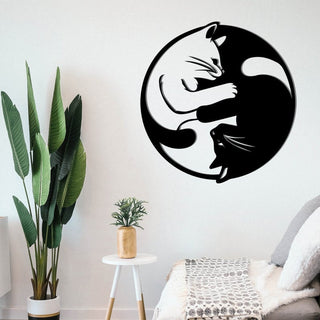 Two Cats (Circle) Decor Wall Art Cut Metal Sign Laser Cut Metal Signs Custom Gift Ideas