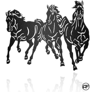 Three Horse Art Personalized Horse Metal Sign, Horseshoe Art, Western Decor, Initial Metal Sign, Housewarming Gift, Farmhouse Decor Afculture Metal Wall Art, Metal Laser Cut Metal Signs Custom Gift Ideas