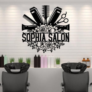 Personalized Hair Salon Barbershop Cut Metal Sign