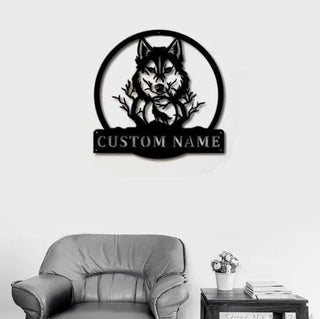 Wolf Sign, Custom Wolf Name Wall Decor, Wolf Gifts Funny, Wolf Wall Hanging, Wolf Shelf Decor, Wolf Decorations, Animal Custom Laser Cut Metal Signs Custom Gift Ideas