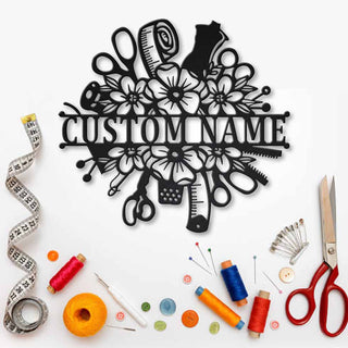 Sewing Tools Personalized Monogram Personalized Metal House Sign