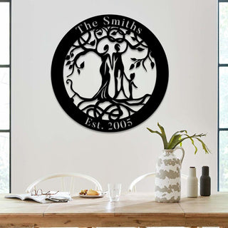 Personalized Family Tree Of Life Metal Art, Housewarming Anniversary Gift Laser Cut Metal Signs Custom Gift Ideas